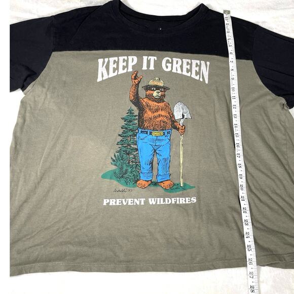 Smokey Bear Keep It Green Graphic Tee Colorblock XL - Picture 4 of 6